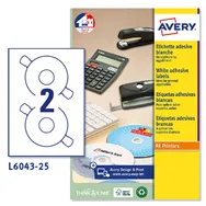Etichette Adesive Rotonde CD Avery - Ø117 mm - L6043-25 (Bianco Conf. 25)