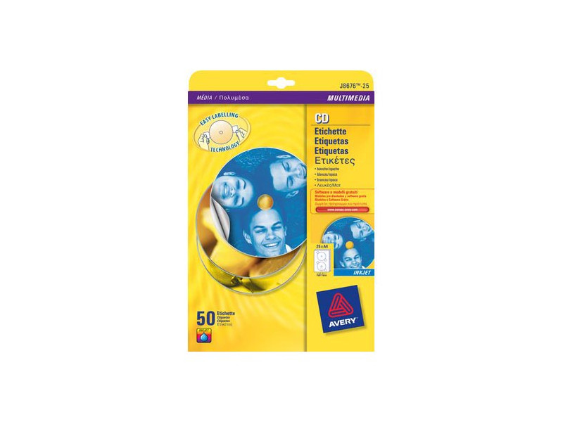Etichette Adesive Rotonde CD Avery - Ø117 mm - L6043-25 (Bianco Conf. 25) Etichette Adesive Rotonde CD Avery - Ø117 mm - L6043-25 (Bianco Conf. 25)