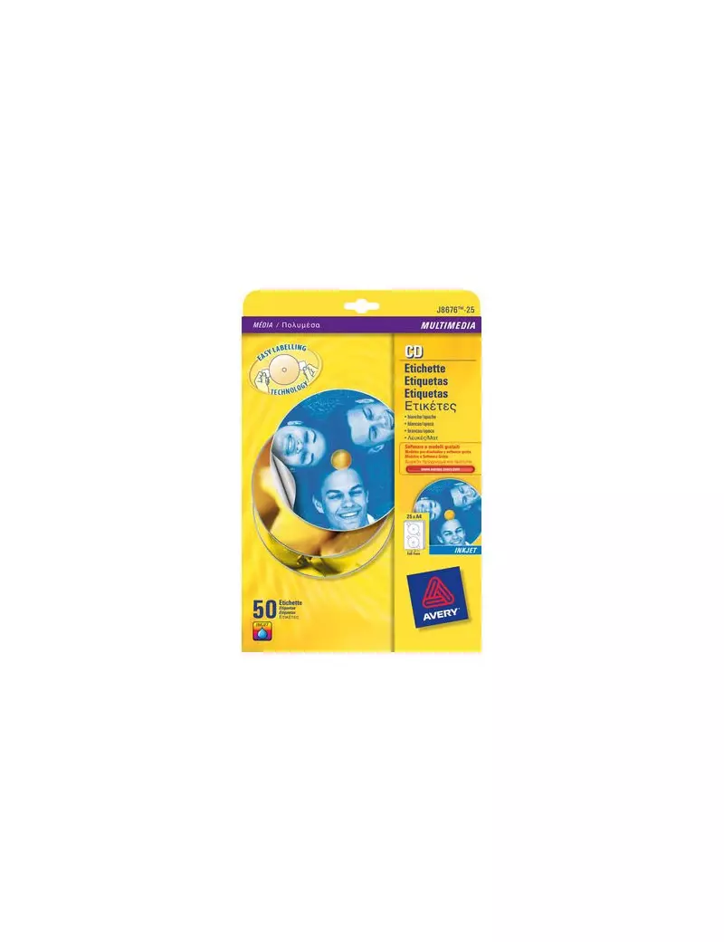 Etichette Adesive Rotonde CD Avery - Ø117 mm - L6043-25 (Bianco Conf. 25) Etichette Adesive Rotonde CD Avery - Ø117 mm - L6043-25 (Bianco Conf. 25)
