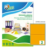 Etichette Adesive Copy Laser Premium Tico con Angoli Arrotondati - A4 - 200x142 mm - LP4FA-200142 (Arancione Fluo)