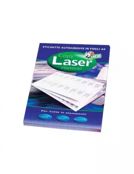 Etichette Adesive Copy Laser Premium Tico con Angoli Arrotondati - A4 - 200x142 mm - LP4FG-200142 (Giallo Fluo)