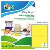 Etichette Adesive Copy Laser Premium Tico con Angoli Arrotondati - A4 - 200x142 mm - LP4FG-200142 (Giallo Fluo)