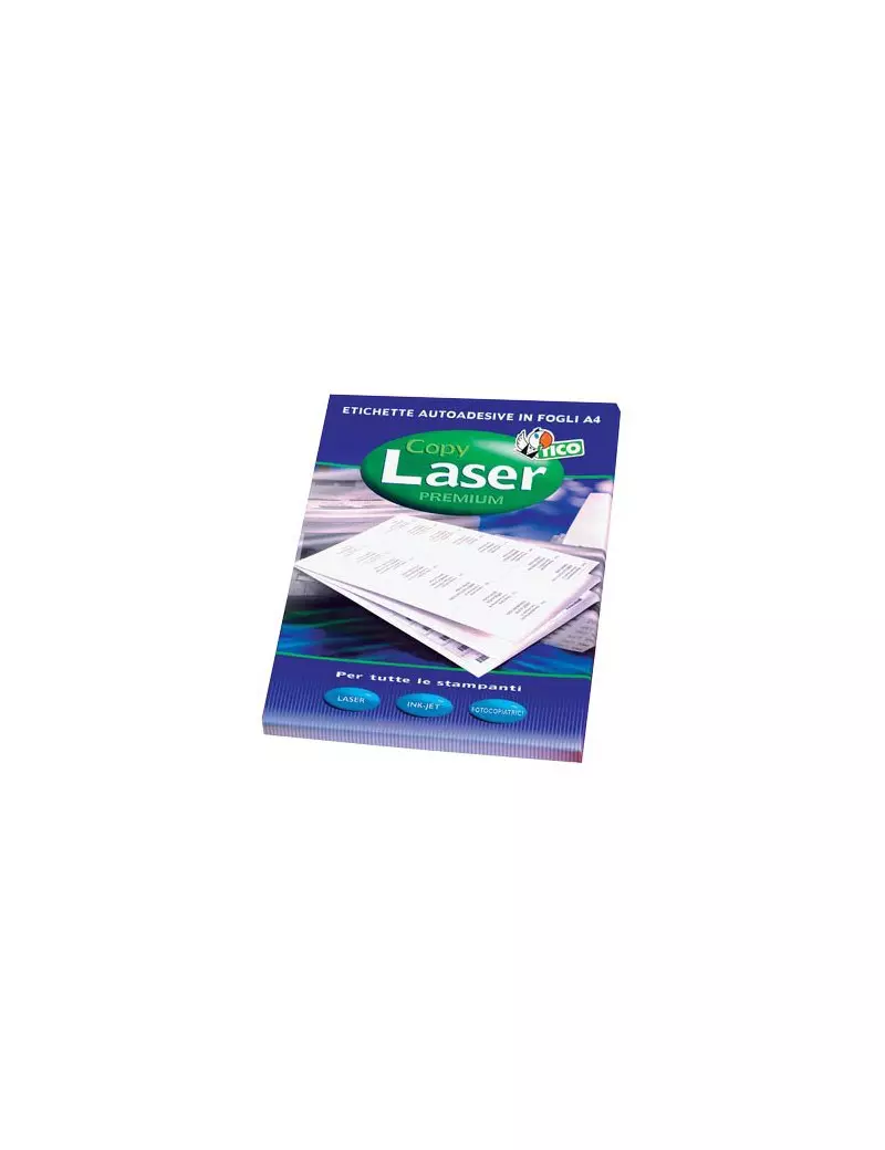 Etichette Adesive Copy Laser Premium Tico con Angoli Arrotondati - A4 - 200x142 mm - LP4FG-200142 (Giallo Fluo)