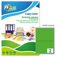 Etichette Adesive Copy Laser Premium Tico con Angoli Arrotondati - A4 - 200x142 mm - LP4FV-200142 (Verde Fluo Conf. 70