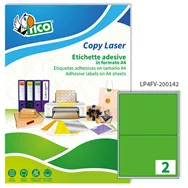 Etichette Adesive Copy Laser Premium Tico con Angoli Arrotondati - A4 - 200x142 mm - LP4FV-200142 (Verde Fluo Conf. 70