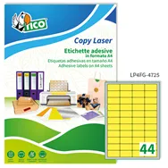 Etichette Adesive Copy Laser Premium Tico con Angoli Arrotondati - A4 - 47,5x25,5 mm - LP4FG-4725 (Giallo Fluo Conf. 70)