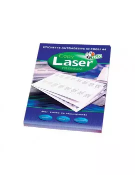 Etichette Adesive Copy Laser Premium Tico con Angoli Arrotondati - A4 - 47,5x25,5 mm - LP4FR-4725 (Rosso Fluo Conf. 70