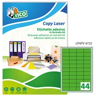 Etichette Adesive Copy Laser Premium Tico con Angoli Arrotondati - A4 - 47,5x25,5 mm - LP4FV-4725 (Verde Fluo Conf. 70
