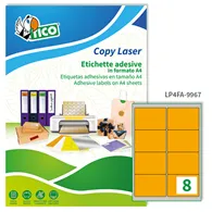 Etichette Adesive Copy Laser Premium Tico con Angoli Arrotondati - A4 - 99,1x67,7 mm - LP4FA-9967 (Arancione Fluo Conf. 70)