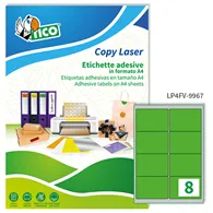 Etichette Adesive Copy Laser Premium Tico con Angoli Arrotondati - A4 - 99,1x67,7 mm - LP4FV-9967 (Verde Fluo Conf. 70
