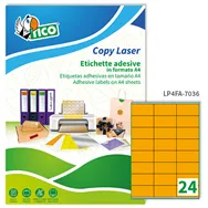 Etichette Adesive Copy Laser Premium Tico con Margini - A4 - 70x36 mm - LP4FA-7036 (Arancione Fluo Conf. 70)