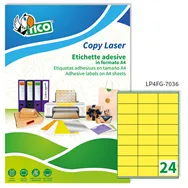 Etichette Adesive Copy Laser Premium Tico con Margini - A4 - 70x36 mm - LP4FG-7036 (Giallo Fluo Conf. 70)