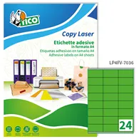 Etichette Adesive Copy Laser Premium Tico con Margini - A4 - 70x36 mm - LP4FV-7036 (Verde Fluo Conf. 70)