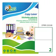 Etichette Adesive Copy Laser Premium Tico con Angoli Arrotondati - A4 - 210x148 mm - LP4W-210148 (Bianco Conf. 100)