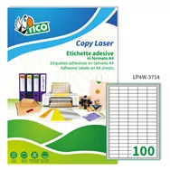 Etichette Adesive Copy Laser Premium Tico con Angoli Arrotondati - A4 - 37x14 mm - LP4W-3714 (Bianco Conf. 100)