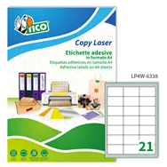 Etichette Adesive Copy Laser Premium Tico con Angoli Arrotondati - A4 - 63,5x38,1 mm - LP4W-6338 (Bianco Conf. 100)