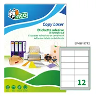 Etichette Adesive Copy Laser Premium Tico con Angoli Arrotondati - A4 - 97x42,3 mm - LP4W-9742 (Bianco Conf. 100)