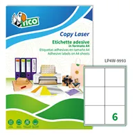 Etichette Adesive Copy Laser Premium Tico con Angoli Arrotondati - A4 - 99,1x93,1 mm - LP4W-9993 (Bianco Conf. 100)