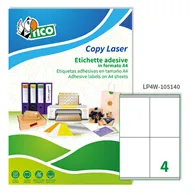 Etichette Adesive Copy Laser Premium Tico con Margini - A4 - 105x140 mm - LP4W-105140 (Bianco Conf. 100)