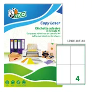 Etichette Adesive Copy Laser Premium Tico con Margini - A4 - 105x140 mm - LP4W-105140 (Bianco Conf. 100)
