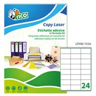 Etichette Adesive Copy Laser Premium Tico con Margini - Laser Inkjet - 70x36 mm - LP4W-7036 (Bianco Conf. 100)