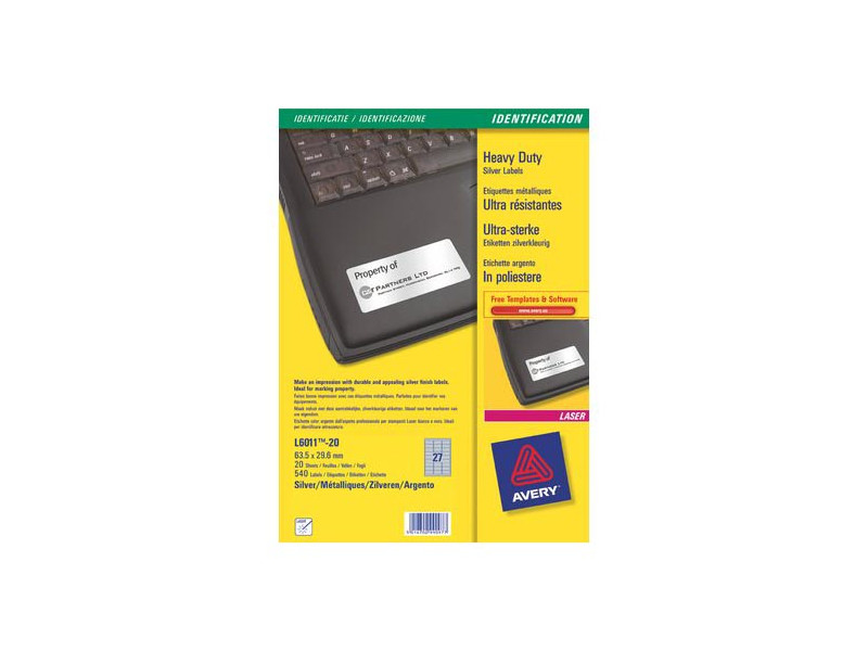 Etichette Adesive in Poliestere Non Rimovibili Avery - Laser - 63,5x33,9 mm - L6146-20 (Bianco Conf. 20) Etichette Adesive in Poliestere Non Rimovibili Avery - Laser - 63,5x33,9 mm - L6146-20 (Bianco Conf. 20)