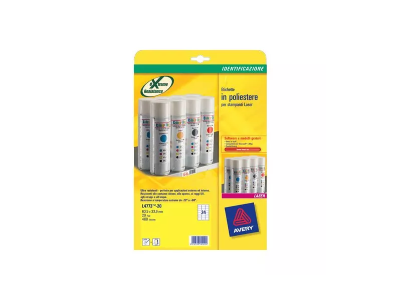 Etichette Adesive in Poliestere Avery - Laser - 210x297 mm - L6013-20 (Argento Conf. 20) Etichette Adesive in Poliestere Avery - Laser - 210x297 mm - L6013-20 (Argento Conf. 20)