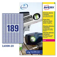 Etichette Adesive in Poliestere Avery - Laser - 25,4x10 mm - L6008-20 (Argento Conf. 20)