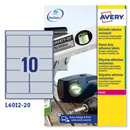Etichette Adesive in Poliestere Avery - 96x50,8 mm - L6012-20 (Argento Conf. 20)