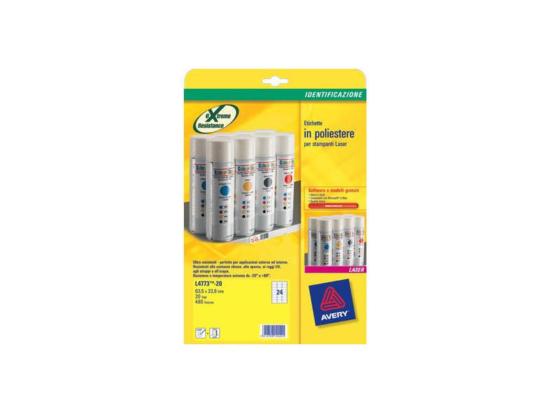 Etichette Adesive in Poliestere Avery - 45,7x21,2 mm - L6009-20 (Argento Conf. 20) Etichette Adesive in Poliestere Avery - 45,7x21,2 mm - L6009-20 (Argento Conf. 20)