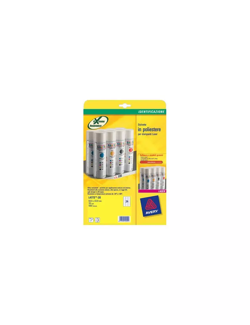 Etichette Adesive in Poliestere Avery - 45,7x21,2 mm - L6009-20 (Argento Conf. 20) Etichette Adesive in Poliestere Avery - 45,7x21,2 mm - L6009-20 (Argento Conf. 20)