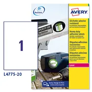 Etichette Adesive in Poliestere Avery - 210x297 mm - L4775-20 (Bianco Conf. 20)