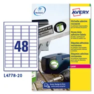 Etichette Adesive in Poliestere Avery - 45,7x21,2 mm - L4778-20 (Bianco Conf. 20)
