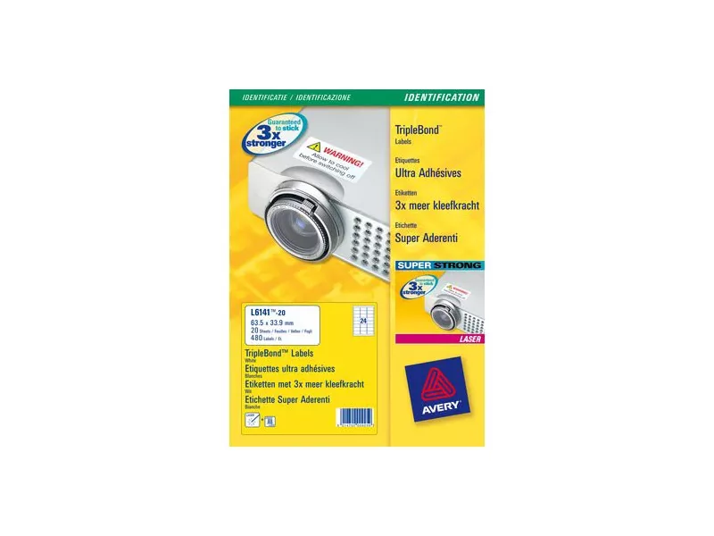 Etichette Adesive in Poliestere Super Aderenti Avery - 45,7x25,4 mm - L6140-20 (Bianco Conf. 20) Etichette Adesive in Poliestere Super Aderenti Avery - 45,7x25,4 mm - L6140-20 (Bianco Conf. 20)