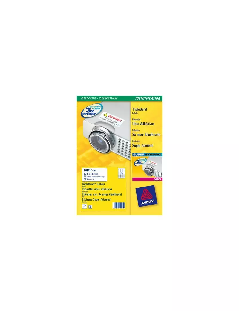 Etichette Adesive in Poliestere Super Aderenti Avery - 45,7x25,4 mm - L6140-20 (Bianco Conf. 20) Etichette Adesive in Poliestere Super Aderenti Avery - 45,7x25,4 mm - L6140-20 (Bianco Conf. 20)