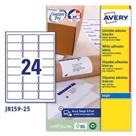 Etichette Adesive QuickDry Avery - A4 - 63,5x33,9 mm - J8159-25 (Bianco Conf. 25)