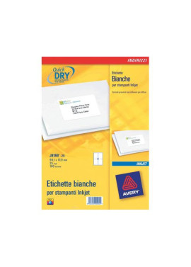 Etichette Adesive QuickDry Avery - A4 - 63,5x46,6 mm - J8161-25 (Bianco Conf. 25)