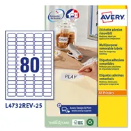 Etichette Adesive Rimovibili Avery - 35,6x16,9 mm - L4732REV-25 (Bianco Conf. 25)