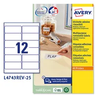 Etichette Adesive Rimovibili Avery - 99,1x42,3 mm - L4743REV-25 (Bianco Conf. 25)