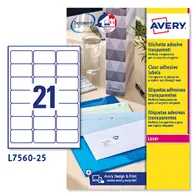 Etichette Adesive QuickPeel Avery - A4 - 63,5x38,1 mm - L7560-25 (Trasparente Conf. 25)