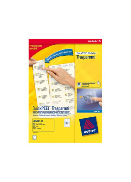 Etichette Adesive QuickPeel Avery - A4 - 63,5x38,1 mm - L7560-25 (Trasparente Conf. 25)