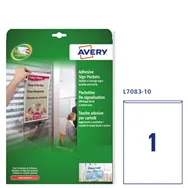 Tasca Adesiva in Plastica per Cartelli Avery - 210x297 mm - L7083-10 (Trasparente Conf. 10)