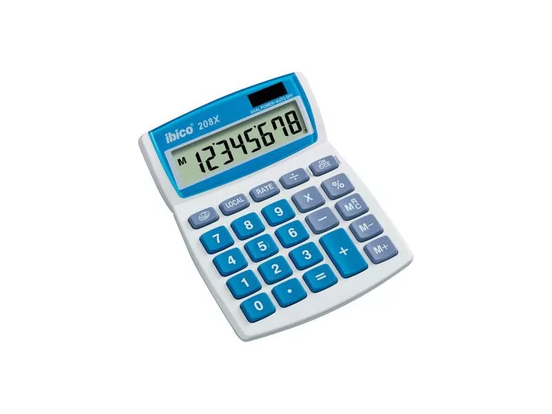 Calcolatrice da Tavolo IBICO 208X (Bianco e Blu)