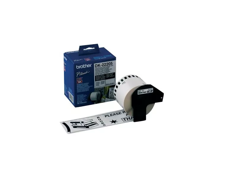Nastro Originale Brother DK-22205 - 62 mm x 30,48 m - Carta (Nero su Bianco)