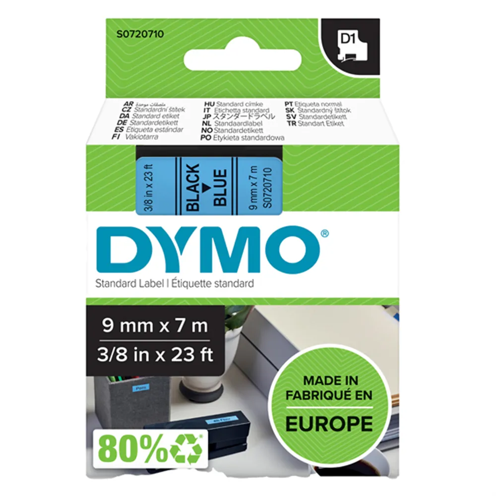 Nastro Originale Dymo S0720710 - 40916 - 9 mm x 7 m (Nero su Blu)