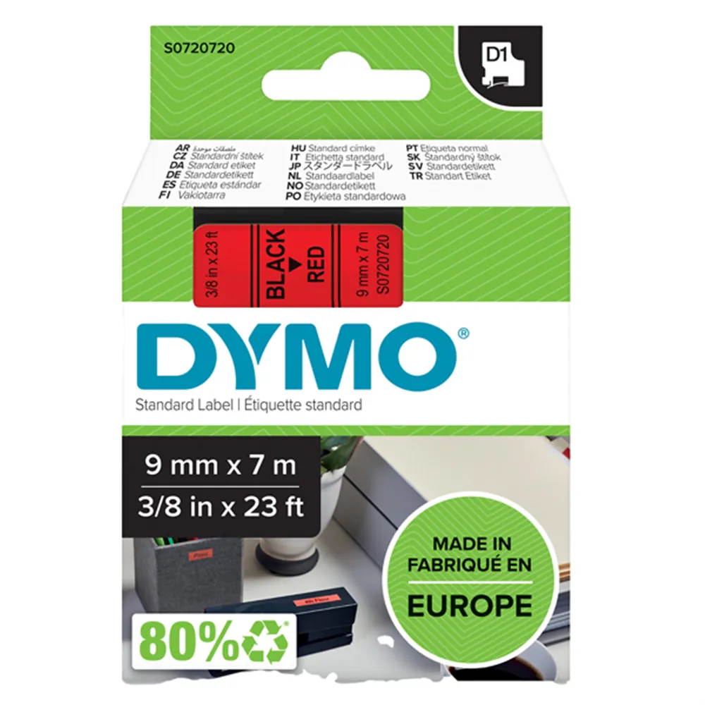 Nastro Originale Dymo S0720720 - 40917 - 9 mm x 7 m (Nero su Rosso)
