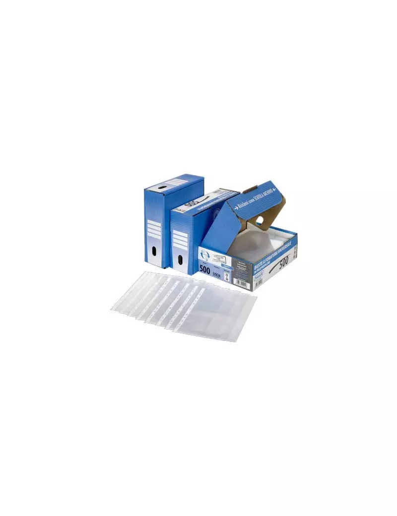 Busta a Perforazione Universale Super Clear Favorit Superior - 22x30 cm - Liscia Medio - 100460059 (Trasparente Conf. 500) Busta a Perforazione Universale Super Clear Favorit Superior - 22x30 cm - Liscia Medio - 100460059 (Trasparente Conf. 500)