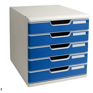 Cassettiera Modulo A4 Multiform - 5 Cassetti - 35x28,8x32 cm - 301003D (Grigio Chiaro e Blu)