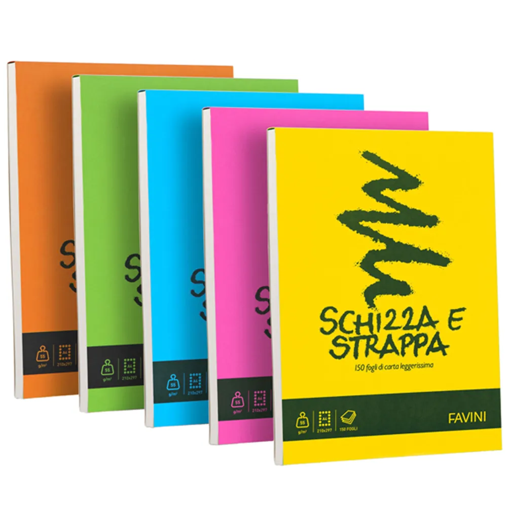Blocco Schizza e Strappa Favini - A4 - 21x29,7 cm - A200704 (Conf. 5)