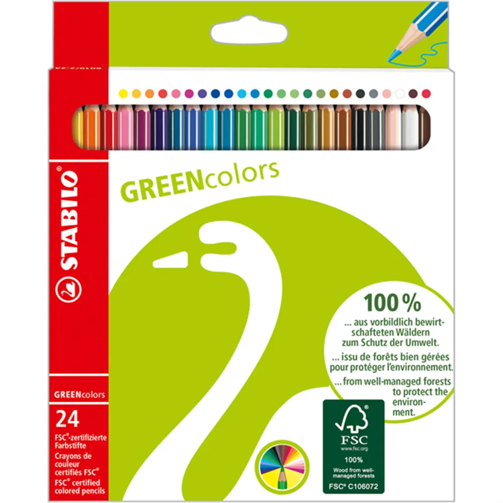 Matite Colorate GREENcolors Stabilo - 2,5 mm (Assortiti Conf. 24)